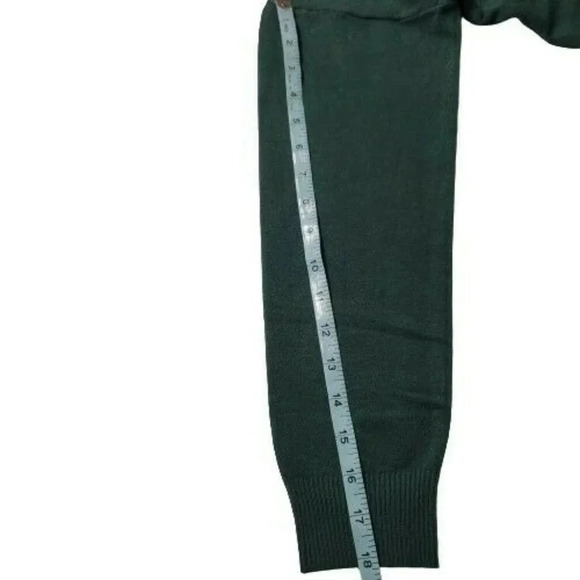 Debut women's Green Cardigan Sweater Size M Long Sleeve Open Pockets slit sides - Picture 7 of 10